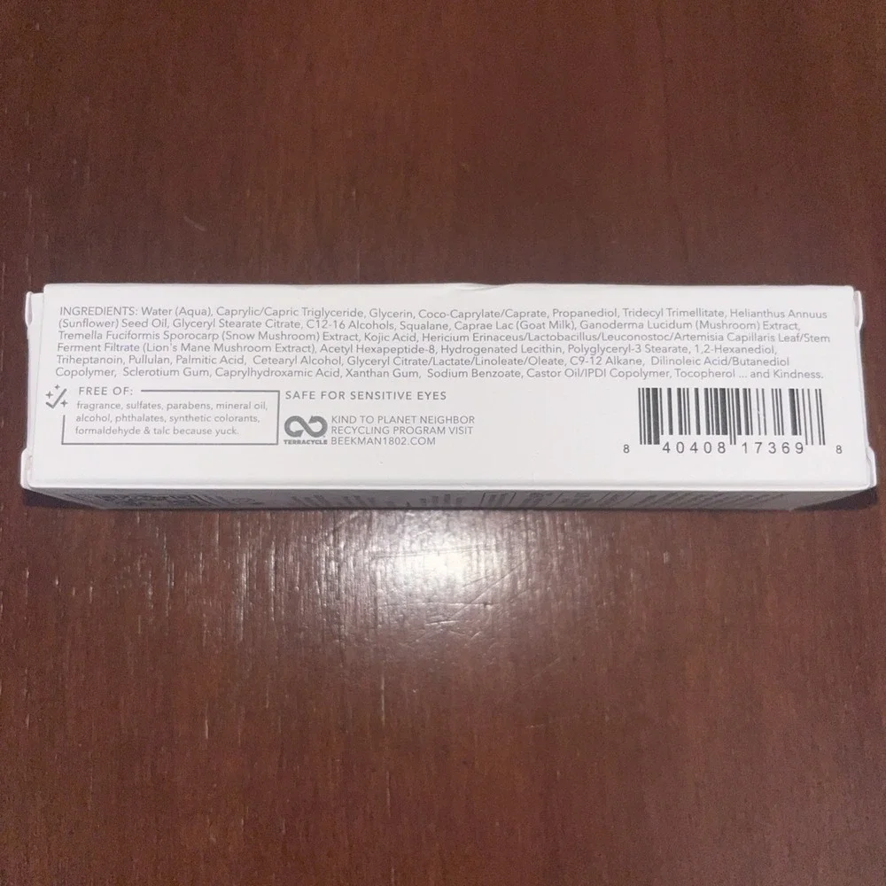 BEEKMAN 1802 Mushroom Milk Better Aging Eye Cream 5% Hexapeptide .68oz